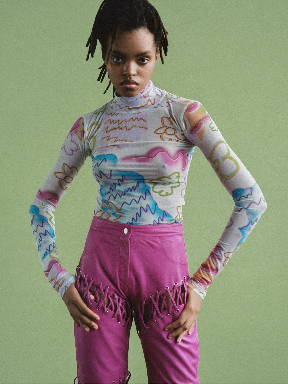 NEW with tags, Colin Locascio Bella Turtleneck Mesh Top – Sketch Floral